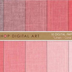 Digital Papers - Linen - Coral Shad..