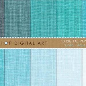 Digital Papers - Linen - Aqua Shade..