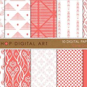 Digital Papers - Coral Orchid