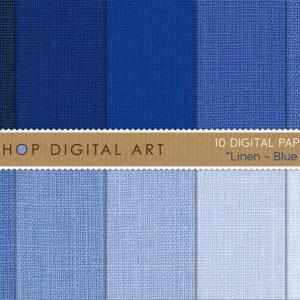 Digital Papers - Linen - Blue Shade..