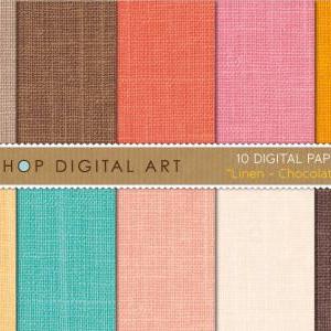 Digital Papers - Linen - Chocolate ..