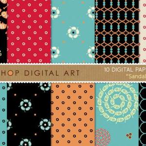 Digital Papers - Sandals 12x12 Inches - Instant..
