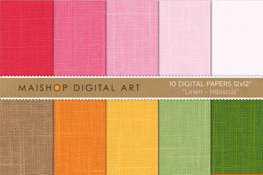 Digital Papers - Linen - Hibiscus
