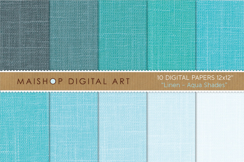 Digital Papers - Linen - Aqua Shades