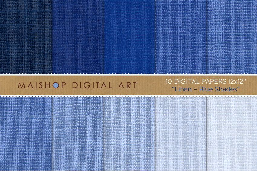 Digital Papers - Linen - Blue Shades
