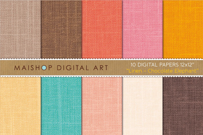 Digital Papers - Linen - Chocolate Elephant