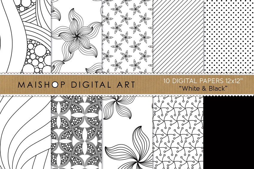 Digital Papers - White & Black