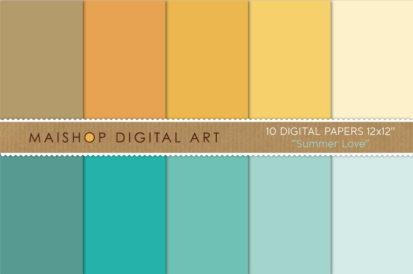 Digital Paper Summer Love 12x12 inches - INSTANT DOWNLOAD - Buy Any 2 Packs Get 1 Free