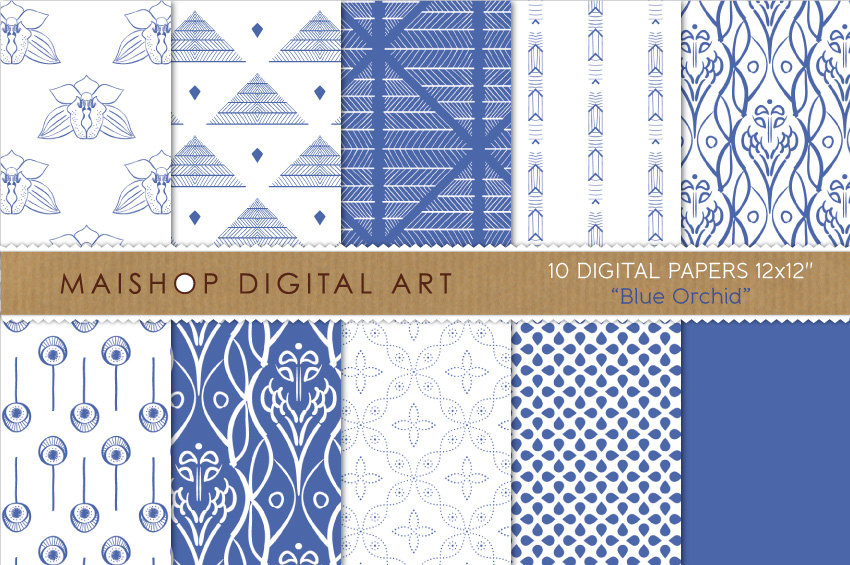 Digital Papers - Blue Orchid