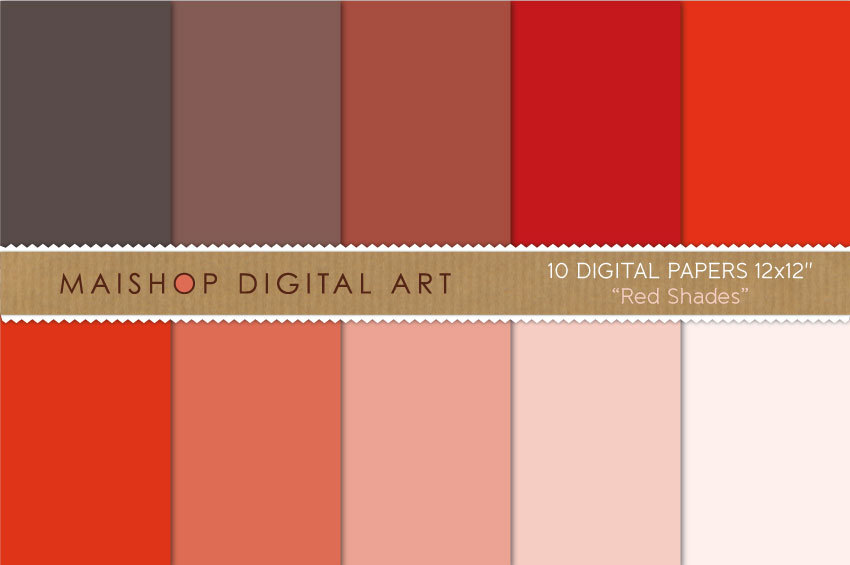 Digital Papers Red Shades 12x12 inches - INSTANT DOWNLOAD - Buy Any 2 Packs Get 1 Free